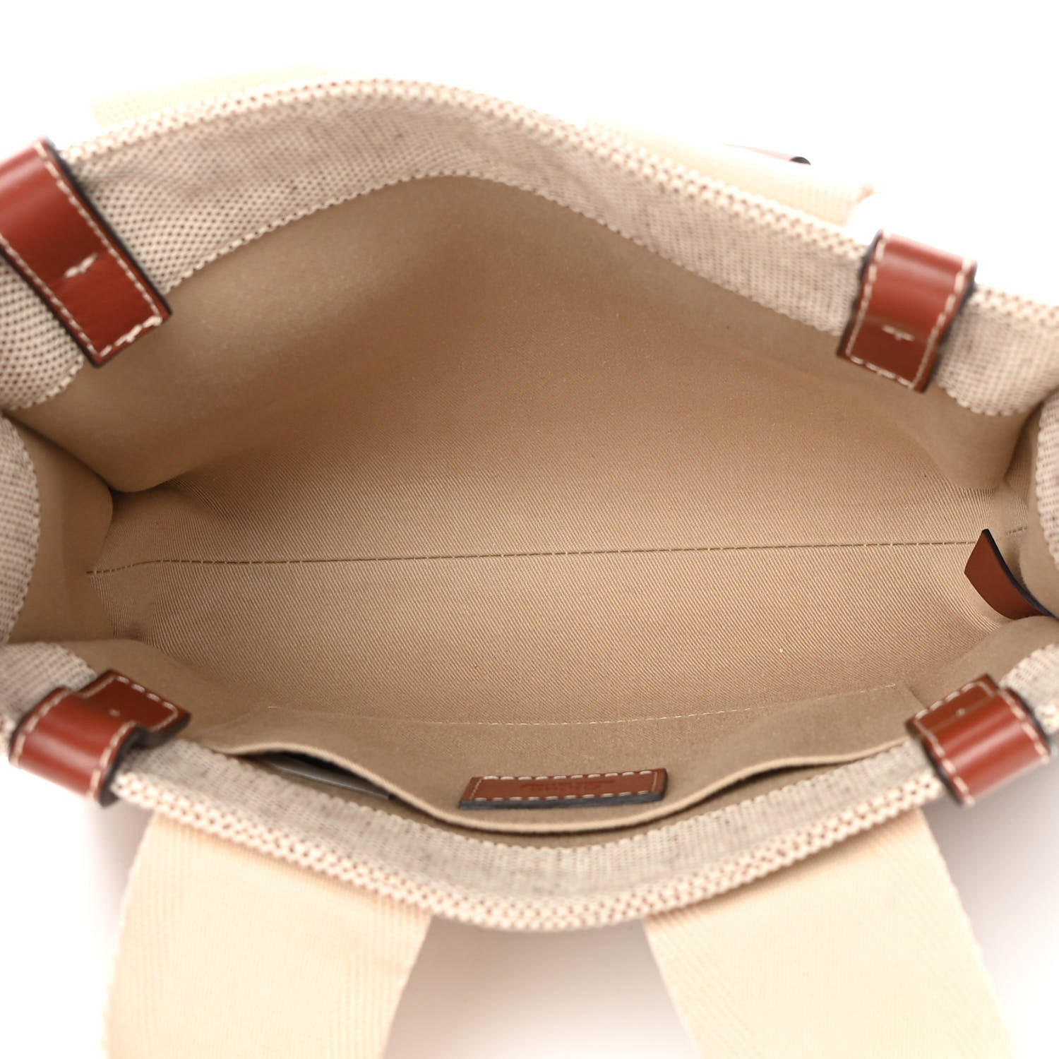 Chloe Cotton Calfskin Small Woody Ribbon Tote White Brown 5 of 13