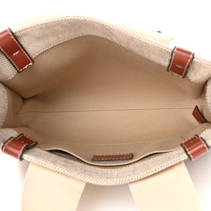 Chloe Cotton Calfskin Small Woody Ribbon Tote White Brown 5 of 13
