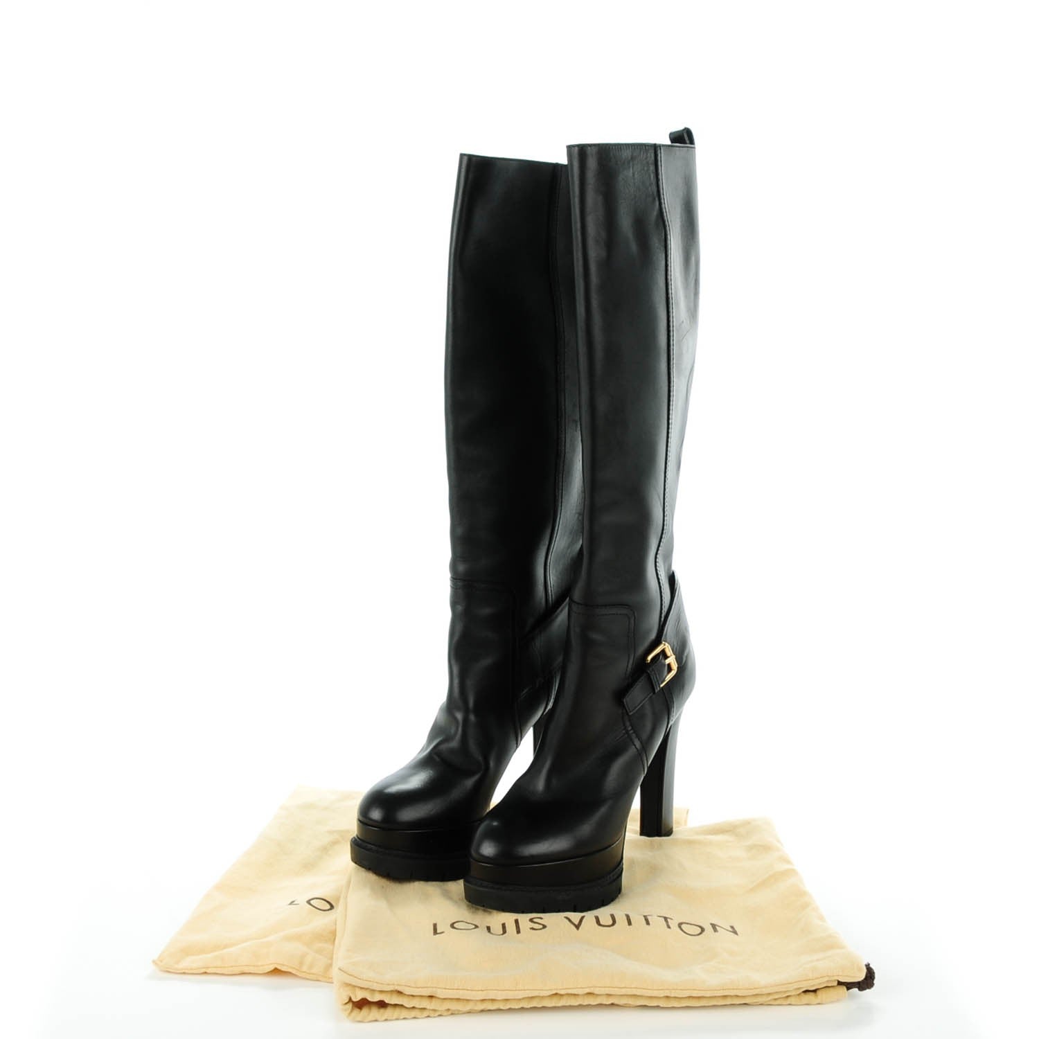 Louis Vuitton Calfskin High Platform Boots 39 Black 6 of 8