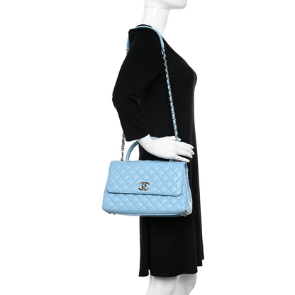 Chanel Caviar Quilted Small Coco Chain Handle Flap Light Blue 2 of 11