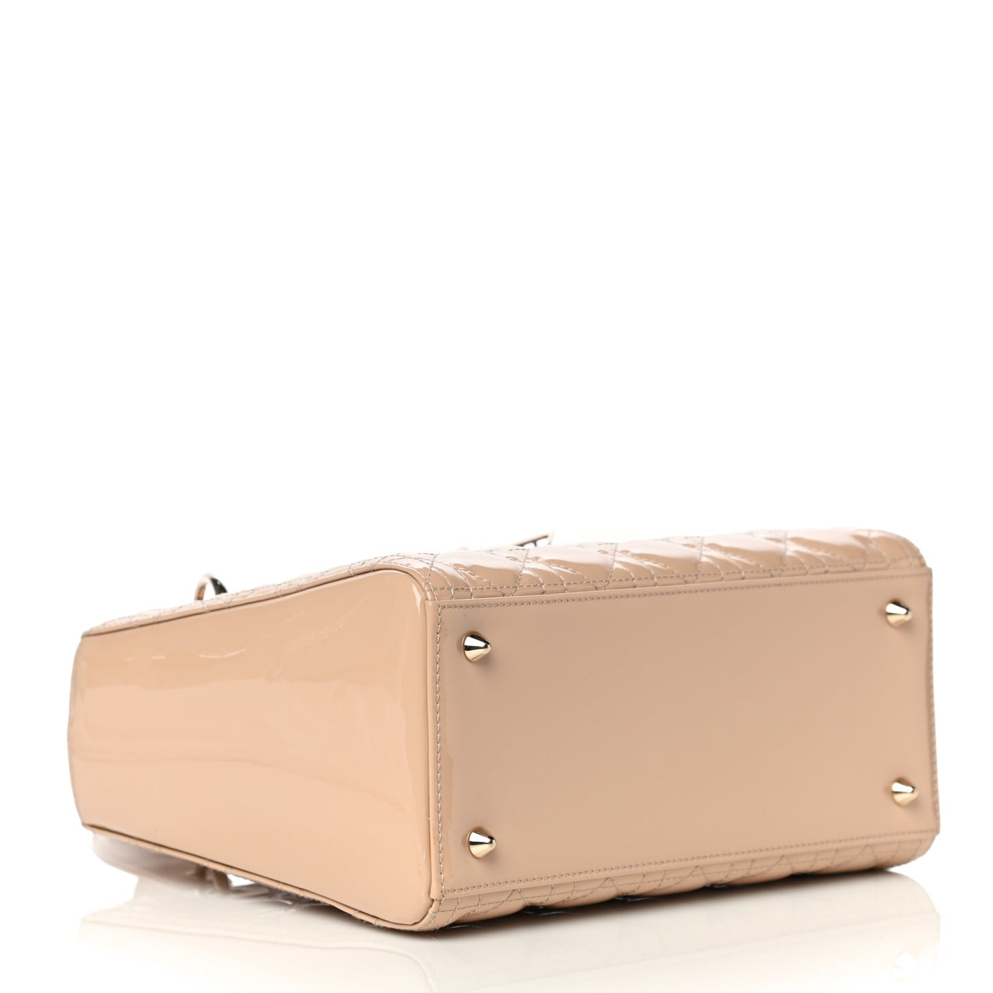 Patent Cannage Medium Lady Dior Beige