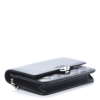 Chanel Grained Calfskin Quilted CC Box Wallet On Chain WOC Black 4 of 13