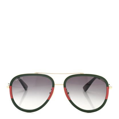 Gucci Web Aviator Sunglasses GG0062S Green Red 2 of 8
