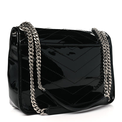 Saint Laurent Faux Patent Matelasse Monogram Medium Niki Chain Satchel Black 3 of 10