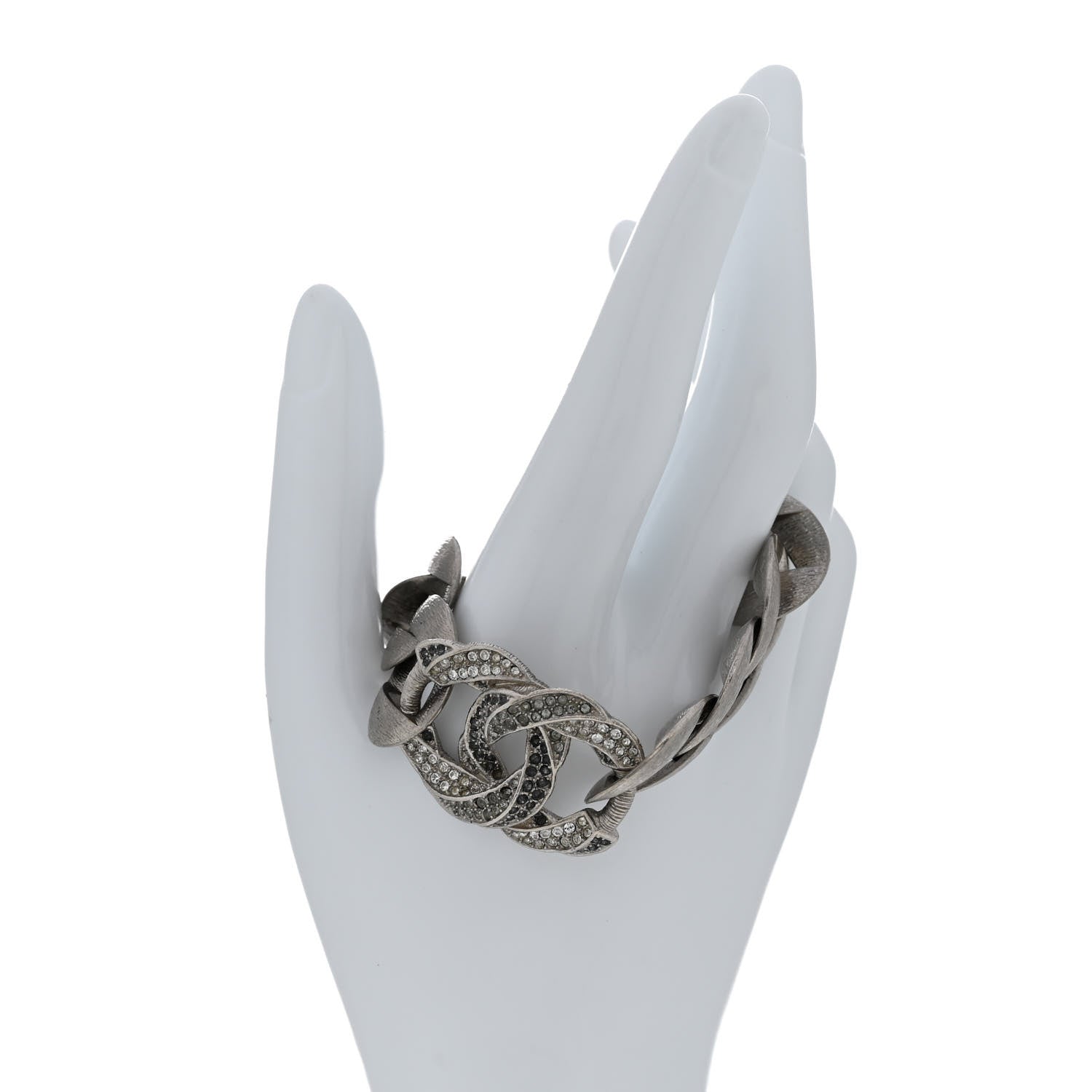 Chanel Crystal CC Chain Link Bracelet Grey 2 of 4