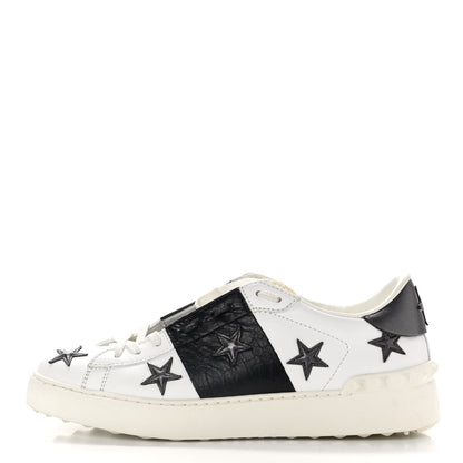Valentino Garavani Calfskin Rockstud Star Open Sneakers 38.5 White Black 1 of 9