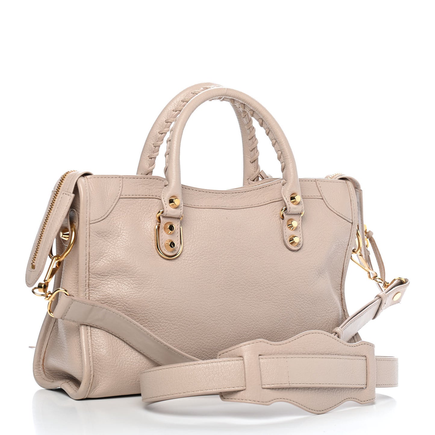 Chevre Gold Metallic Edge Hardware S City Beige Praline