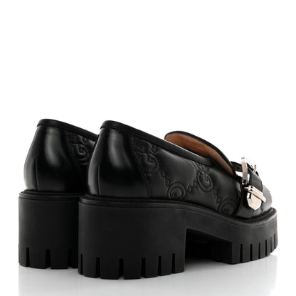 Gucci Nappa Cordovan Lux GG Matelasse Buckled Platform Lug Sole 60mm Loafers 36.5 Black 4 of 18