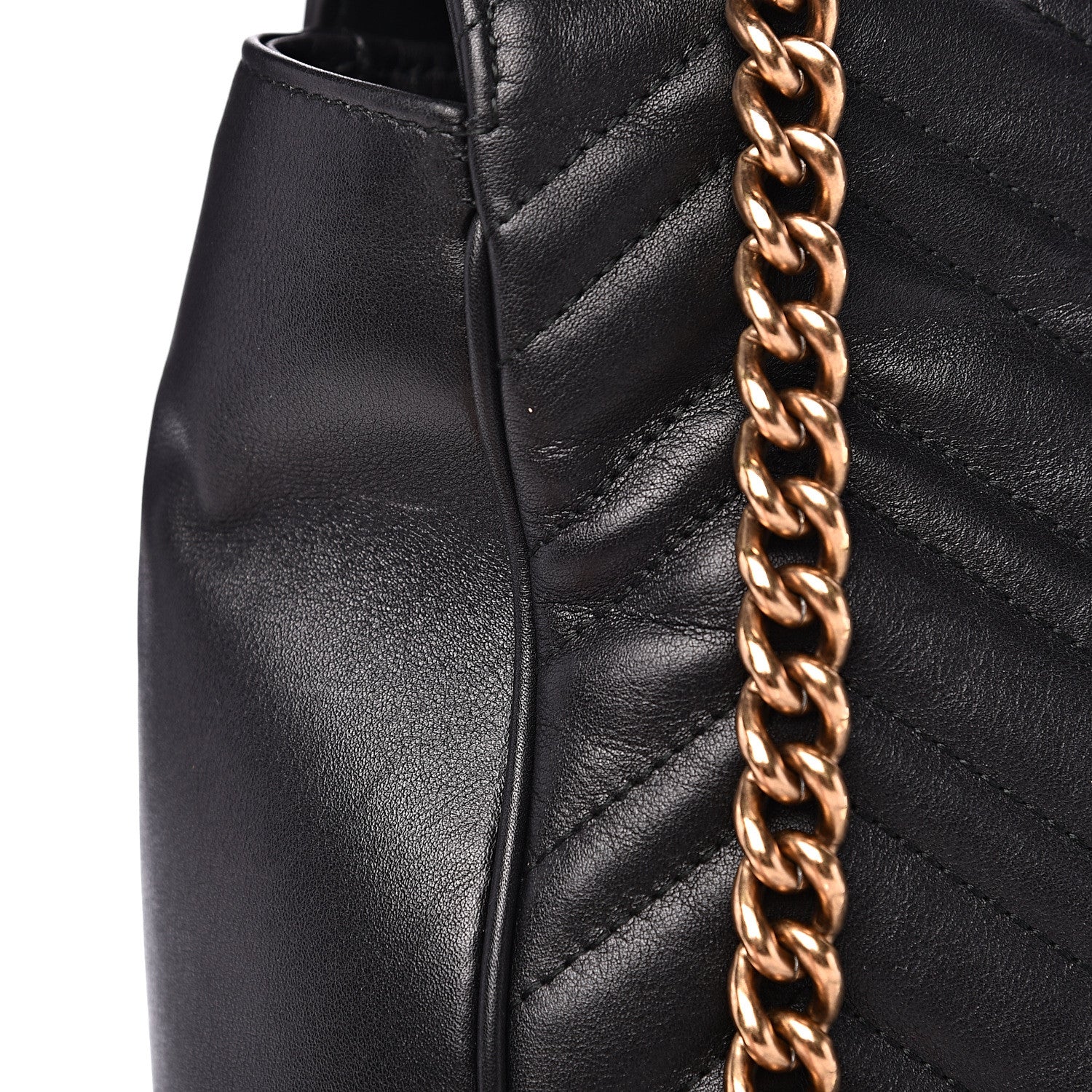Gucci Calfskin Matelasse Maxi GG Marmont Top Handle Shoulder Bag Black 16 of 17