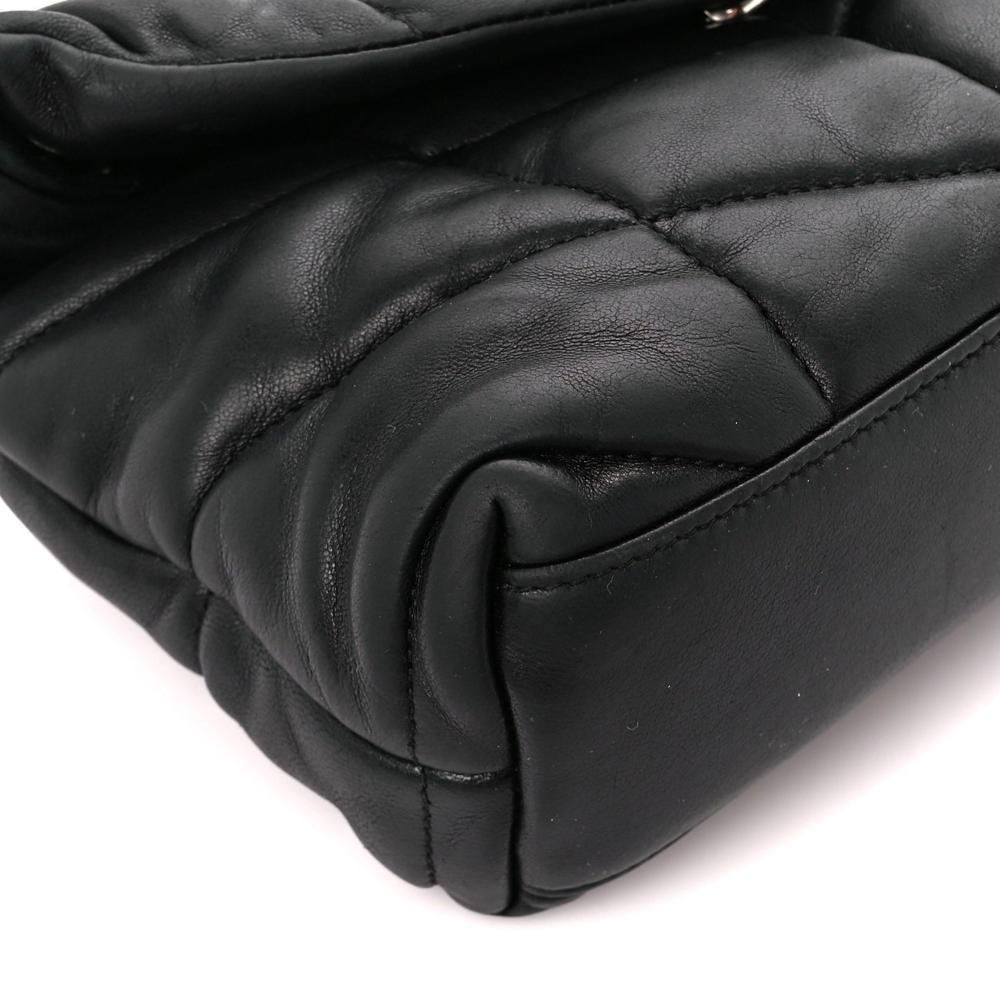 Lambskin Quilted Toy Loulou Puffer Monogram Chain Satchel Black