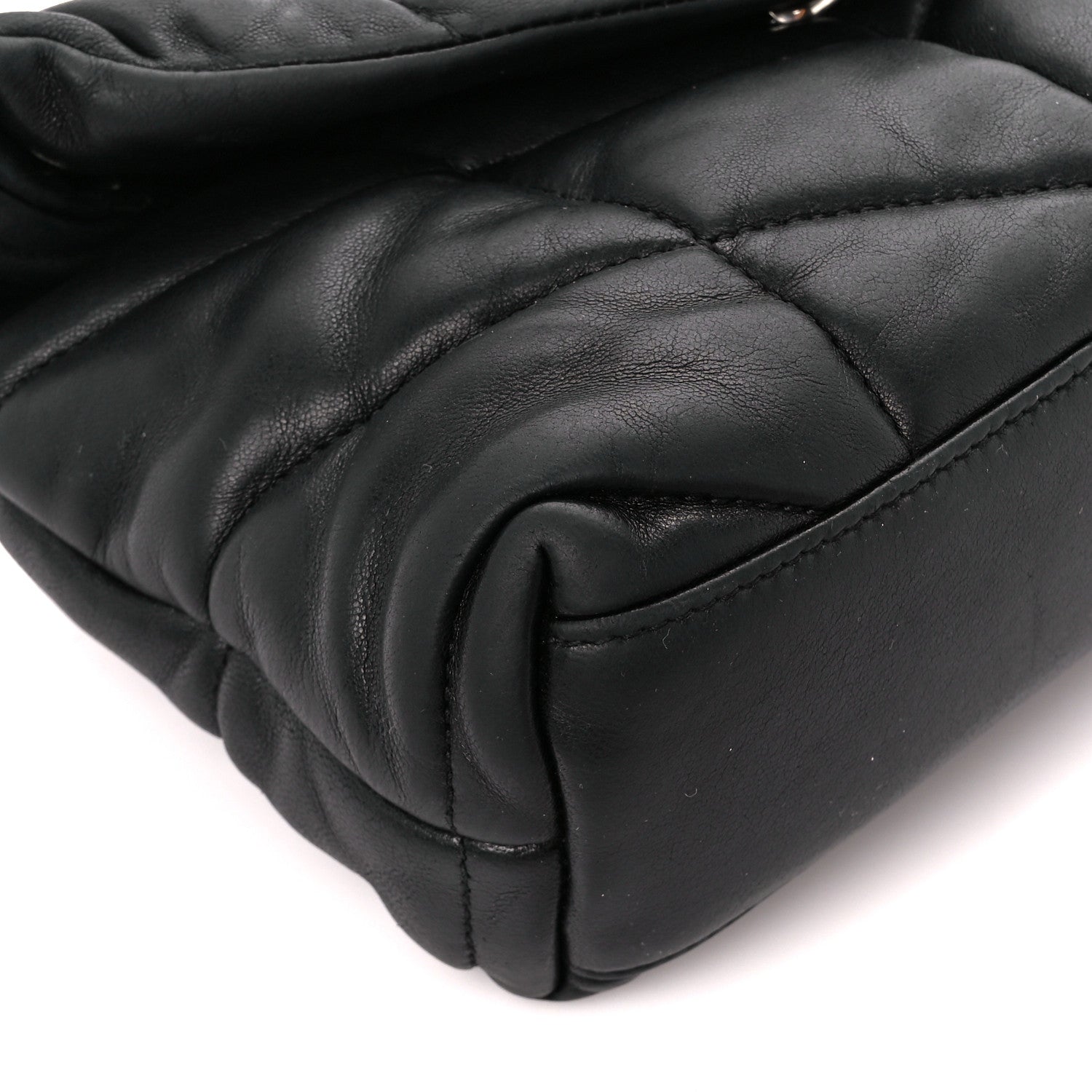 Saint Laurent Lambskin Quilted Toy Loulou Puffer Monogram Chain Satchel Black 10 of 11