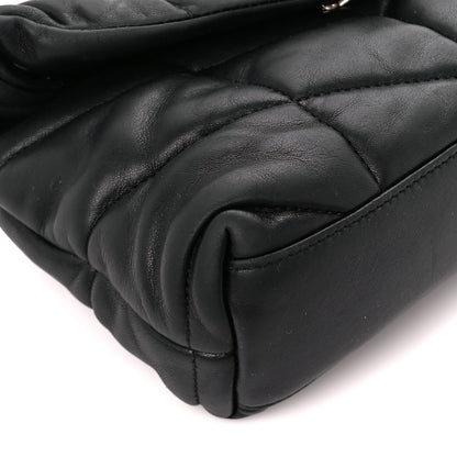 Saint Laurent Lambskin Quilted Toy Loulou Puffer Monogram Chain Satchel Black 10 of 11