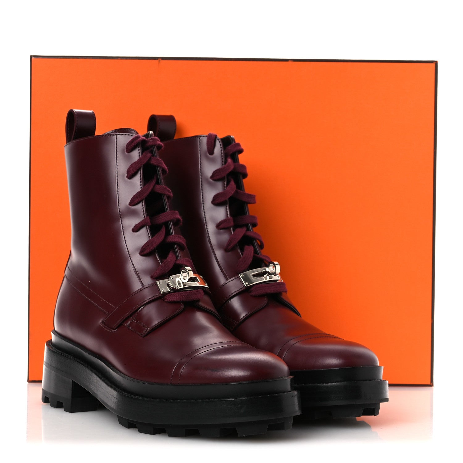 Hermes Glossed Calfskin Funk Ankle Boots 36.5 Rouge H 12 of 12