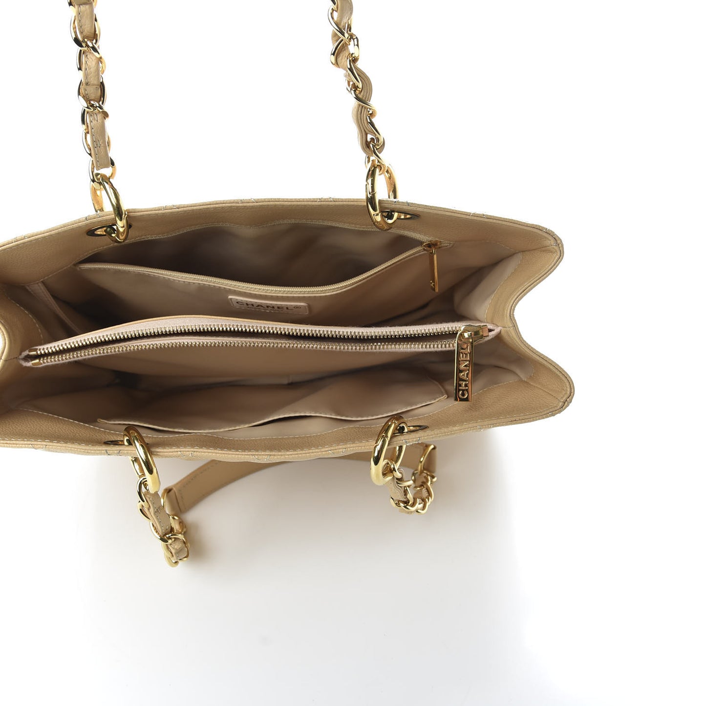 Caviar Quilted Grand Shopping Tote GST Beige