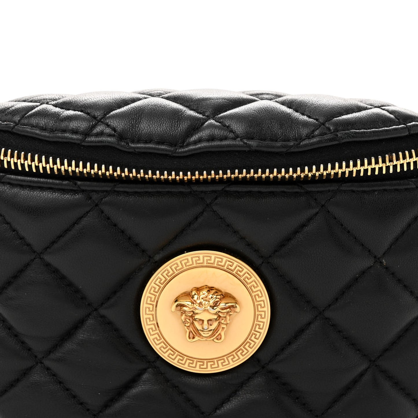 Nappa Quilted Medusa Belt Bag Black