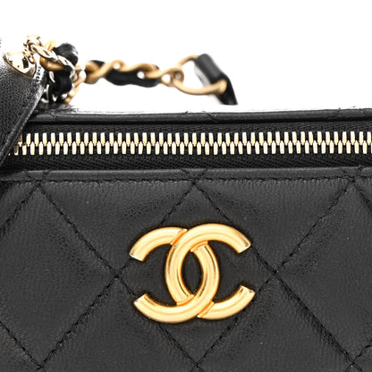 Chanel Goatskin Quilted Punk Essentials Vanity Case With Chain Black 8 of 11