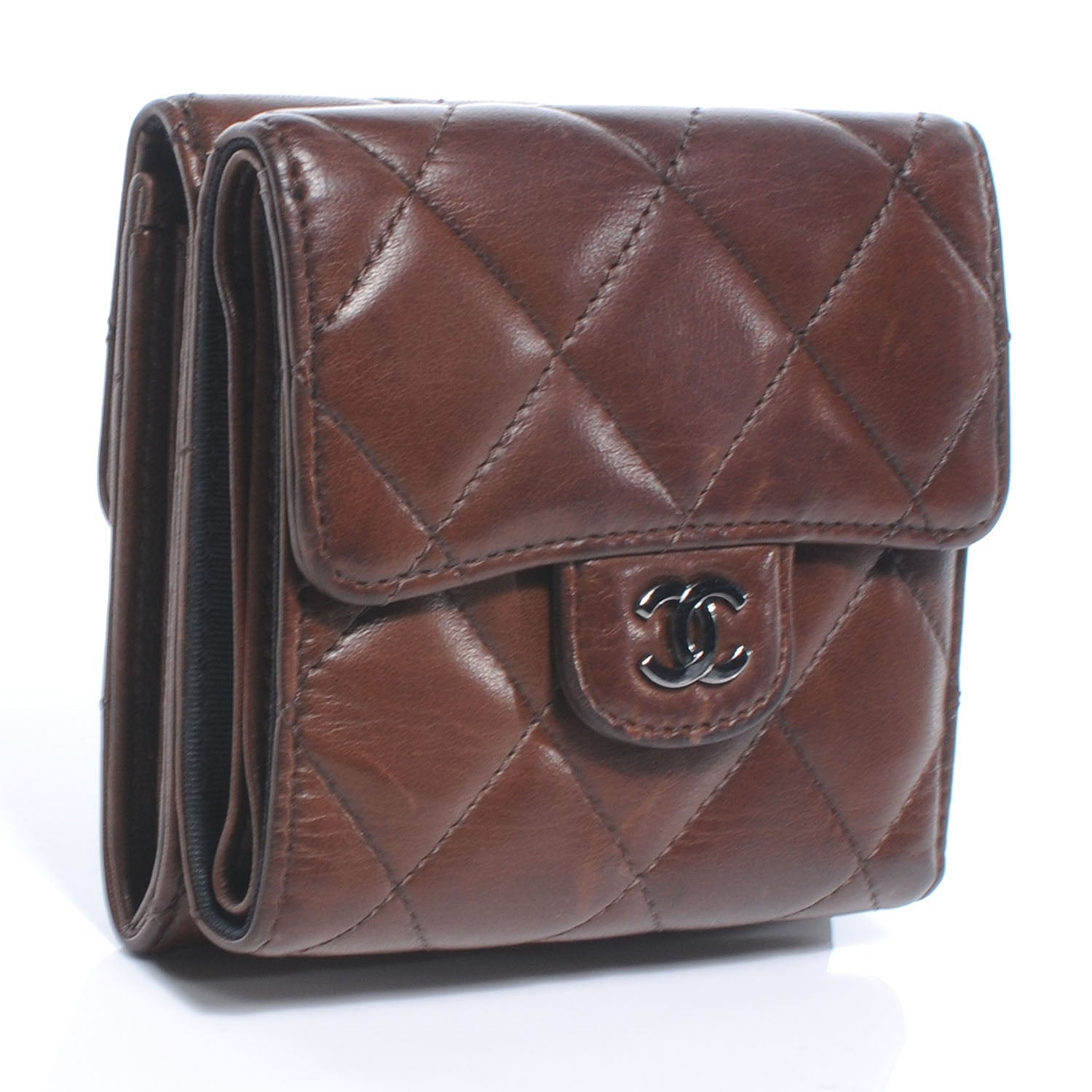 Chanel Lambskin Quilted Bi-Fold Wallet Brown 3 of 7