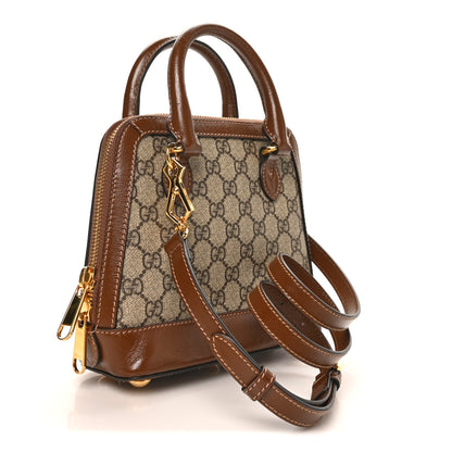 Gucci GG Supreme Monogram Azalea Calfskin Mini Horsebit 1955 Top Handle Bag Beige Ebony Brown Sugar 3 of 10