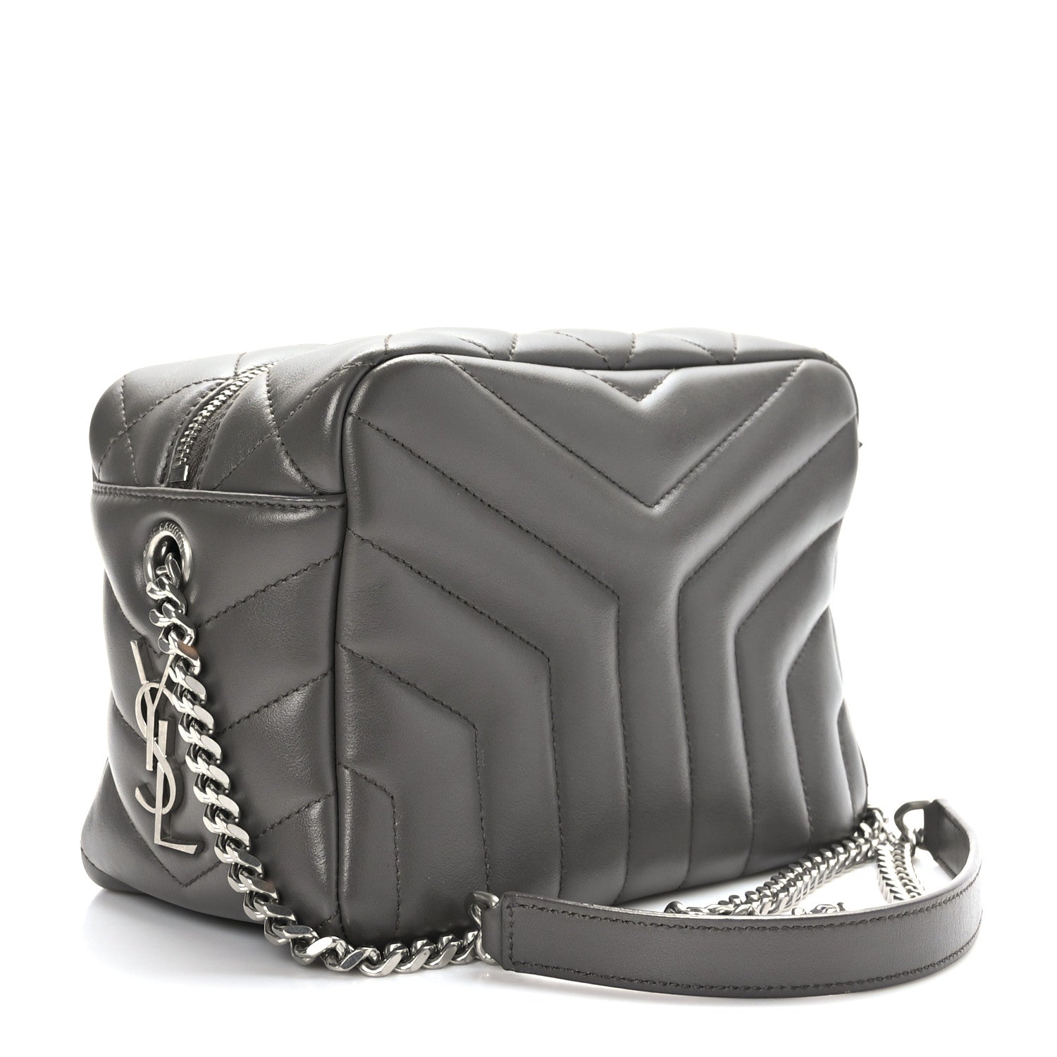 Saint Laurent Calfskin Y Quilted Monogram Small Loulou Bowling Bag Earth 3 of 10