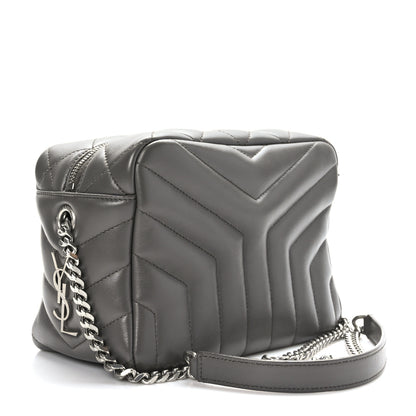 Saint Laurent Calfskin Y Quilted Monogram Small Loulou Bowling Bag Earth 3 of 10