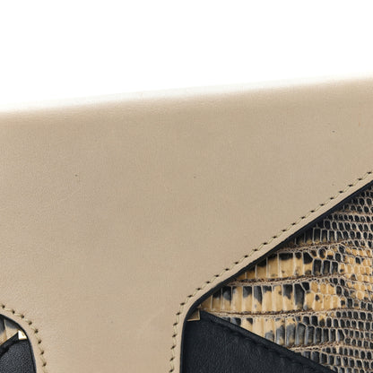 Celine Calfskin Lizard Diamond Compact Multifunction Wallet Beige Black 14 of 14
