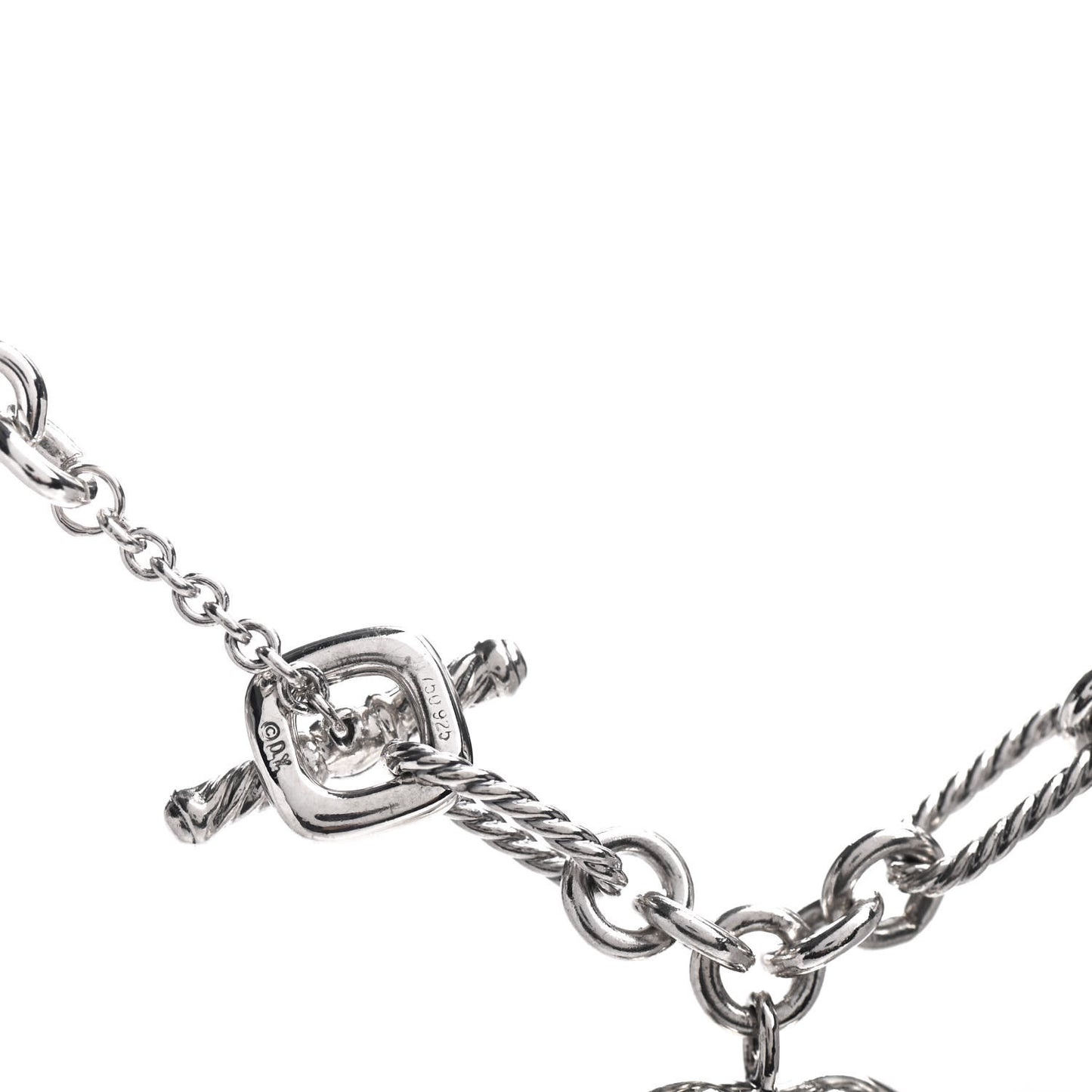 Sterling Silver 18K Yellow Gold Cable Heart Figaro Necklace