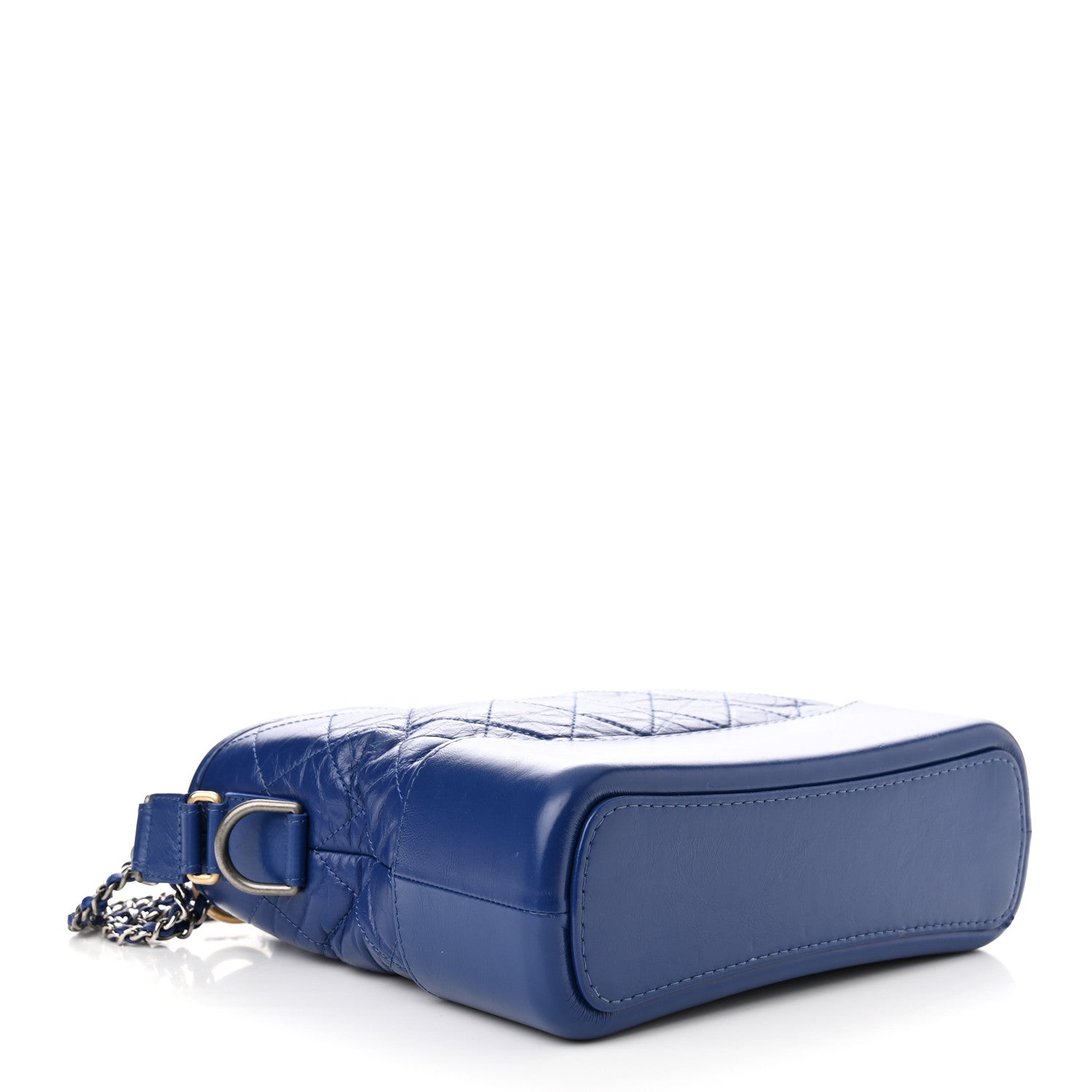 Chanel Aged Smooth Calfskin Quilted Medium Gabrielle Logo Hobo Blue 4 of 12