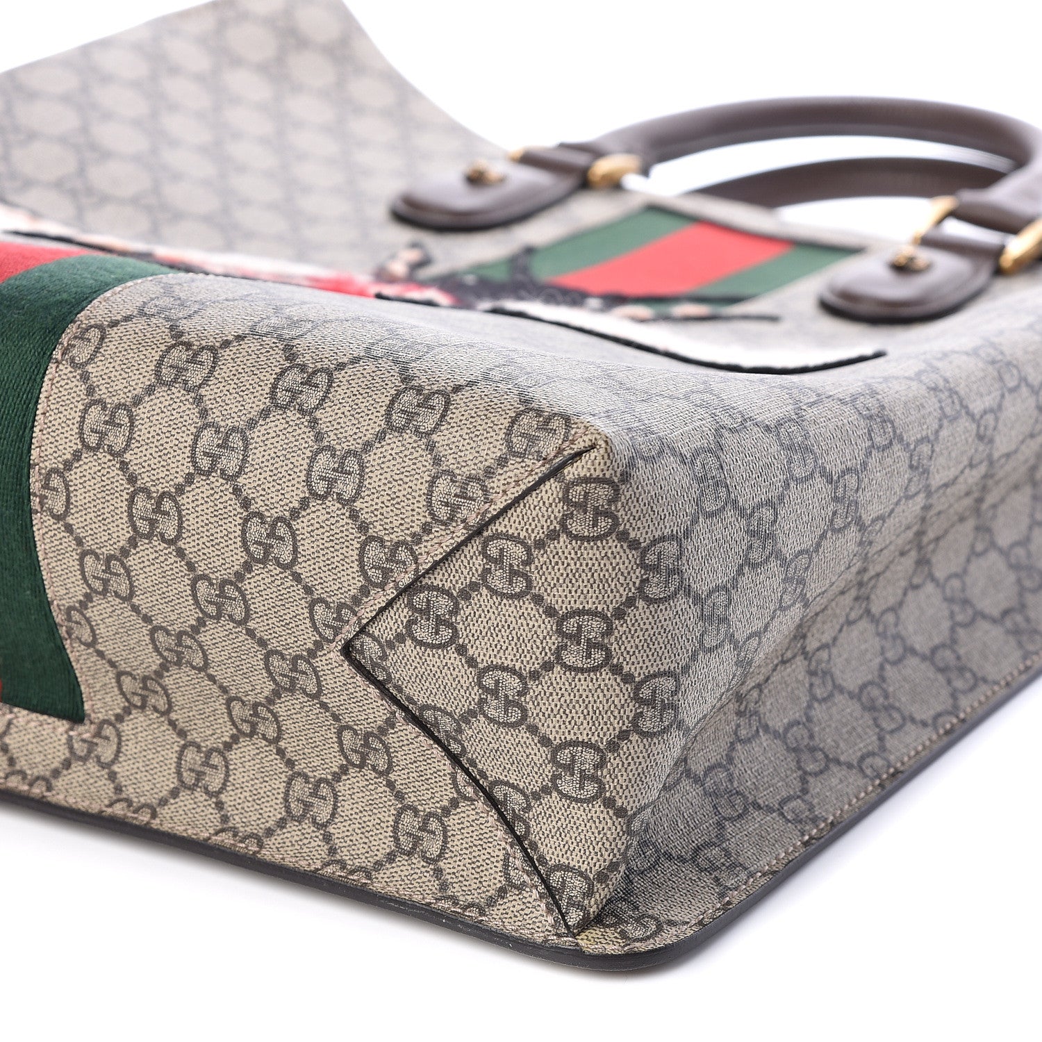 Gucci GG Supreme Monogram Web Animalier Bee Vertical Tote Brown 7 of 10