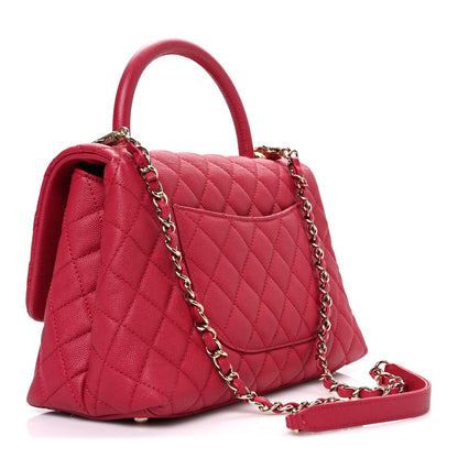 Chanel Caviar Quilted Small Coco Handle Flap Dark Pink 3 of 10