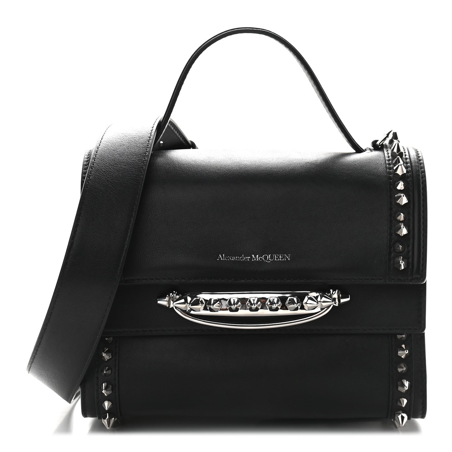 Alexander McQueen Calfskin Studded The Small Story Bag Black 1 of 8