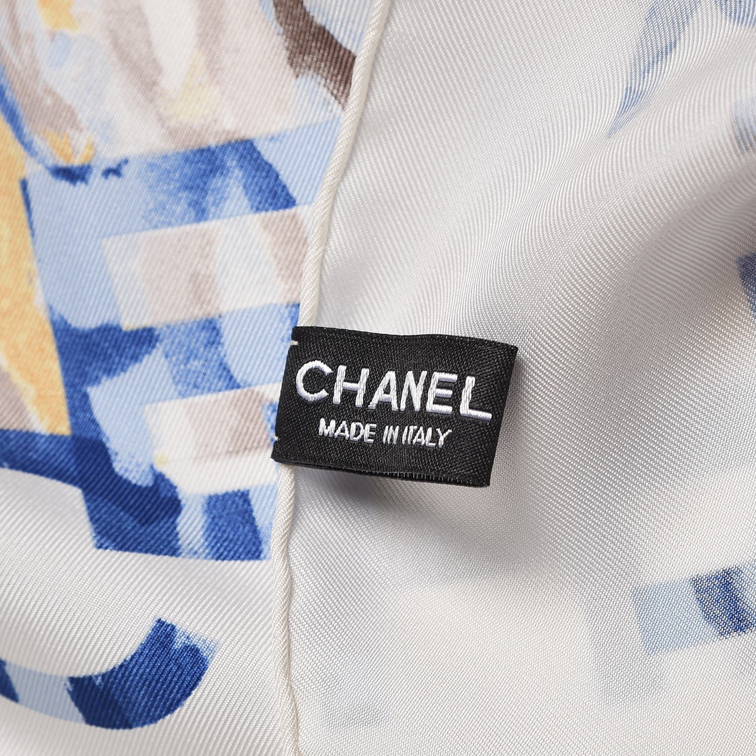 Chanel Silk Square Scarf Ivory Havana Beige 4 of 5