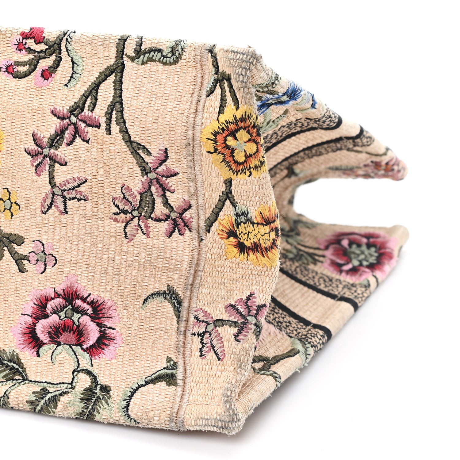 Christian Dior Raffia Embroidered Petites Fleurs Medium Book Tote Natural 10 of 12