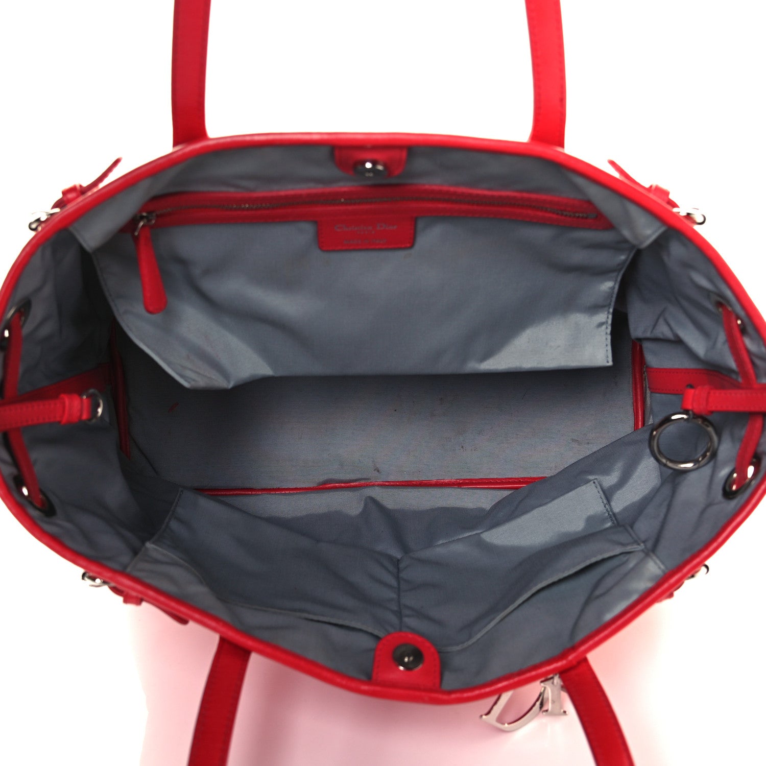 Christian Dior Coated Canvas Cannage Large Panarea Tote Red 8 of 11