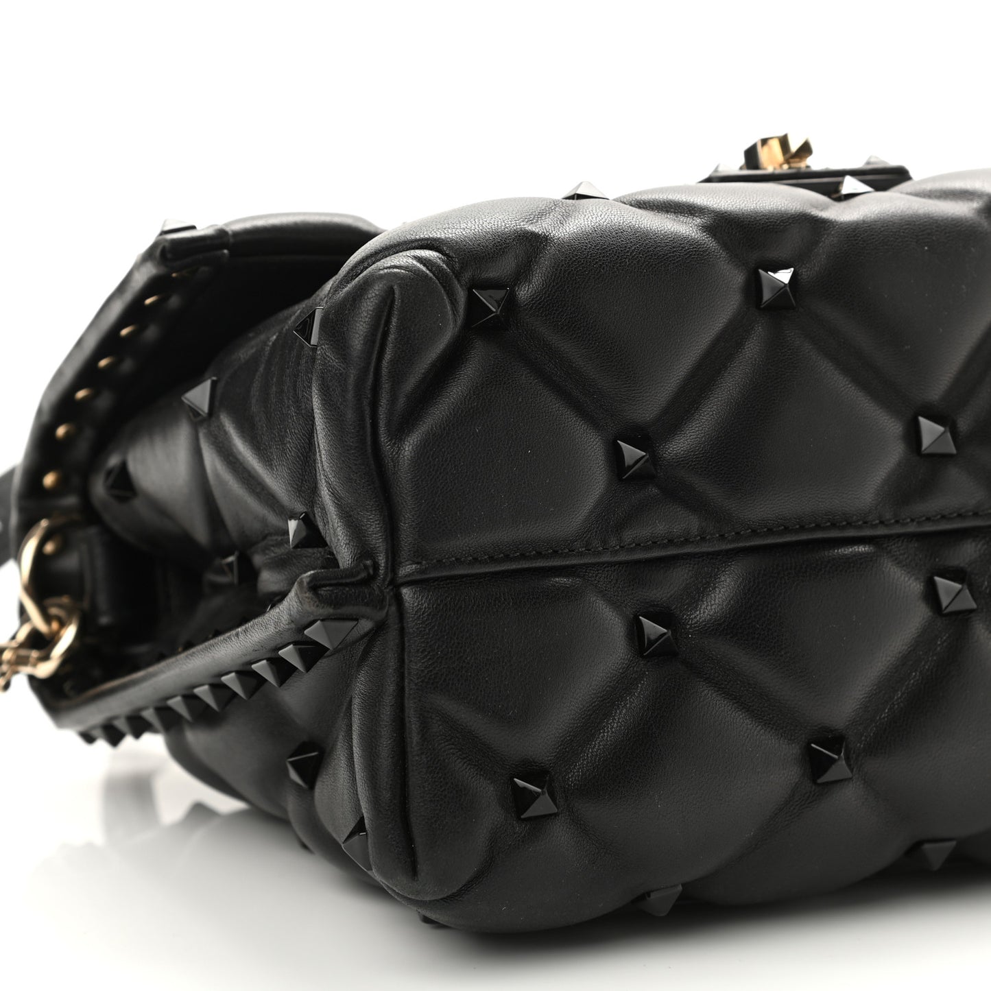 Nappa Monochrome Medium Candystud Top Handle Bag Black