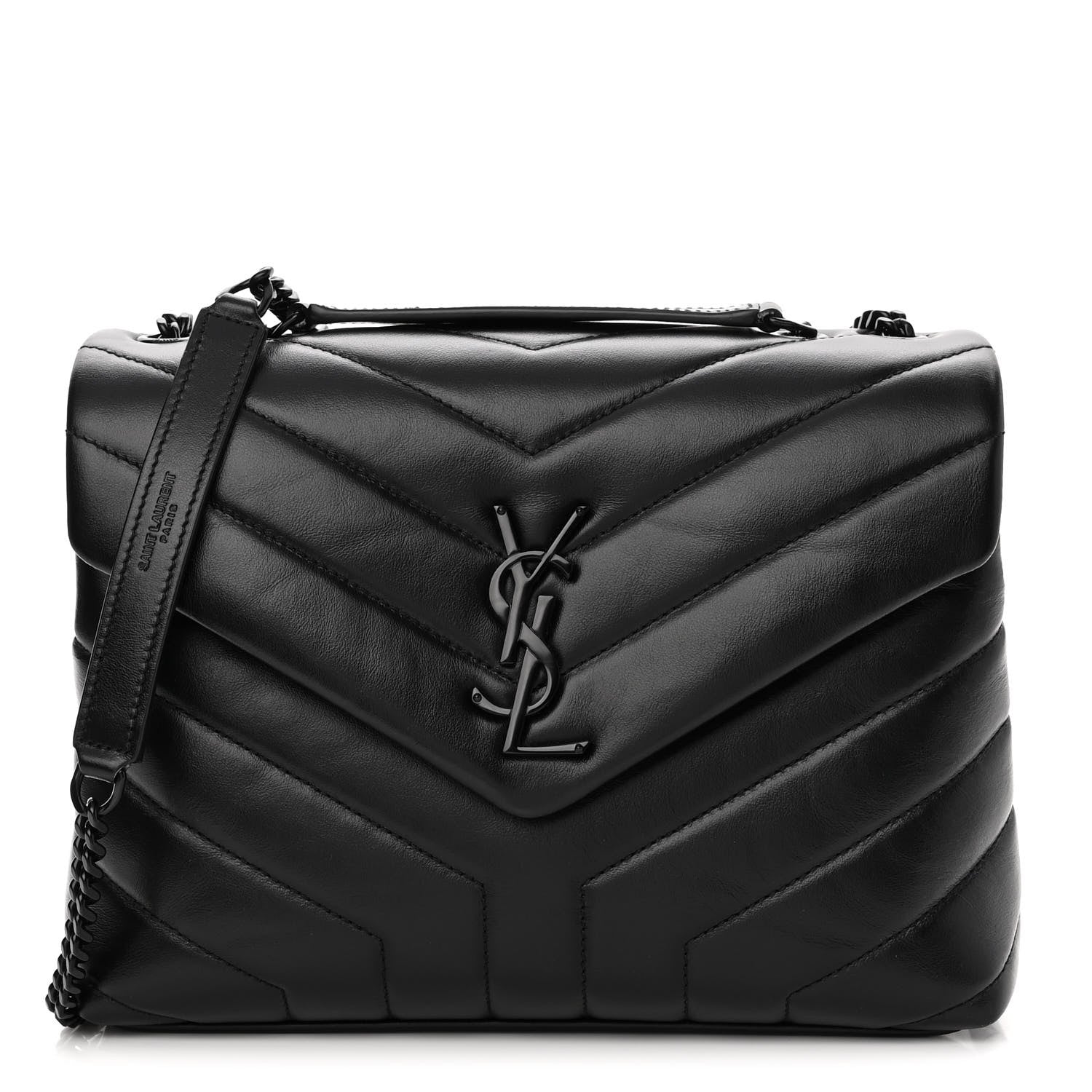 Saint Laurent Calfskin Y Quilted Monogram Monochrome Small Loulou Chain Satchel Black 1 of 10