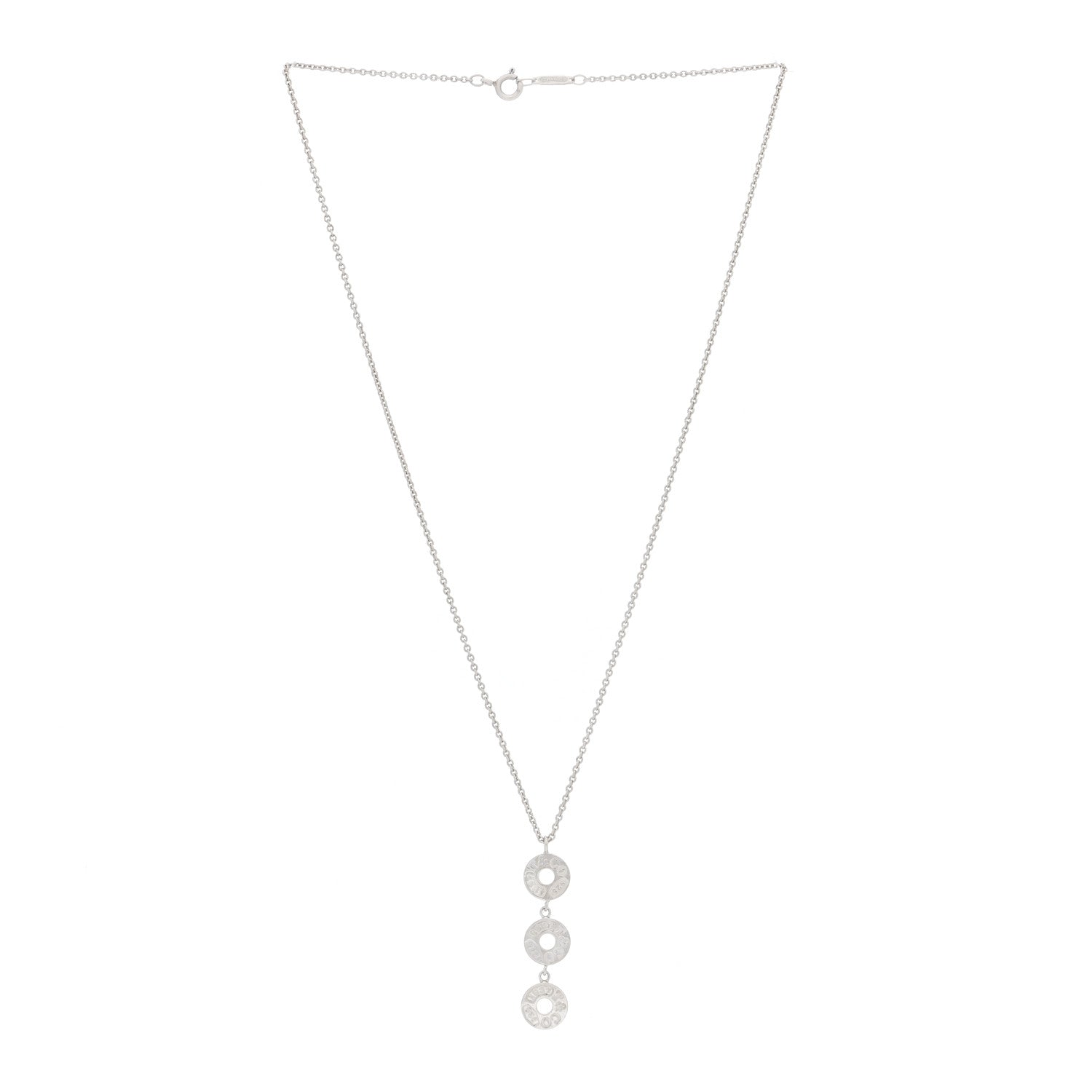 Tiffany Sterling Silver 1837 Triple Circle Drop Pendant Necklace 3 of 5