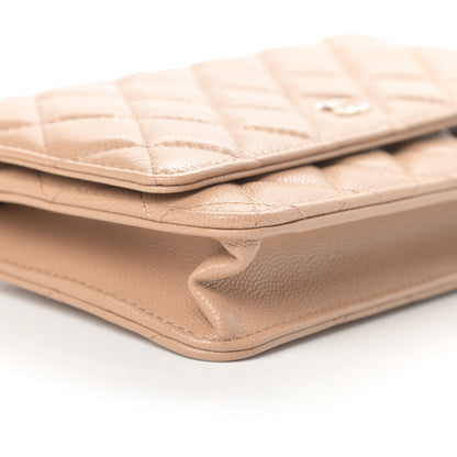 Chanel Caviar Quilted Wallet On Chain WOC Beige 10 of 12