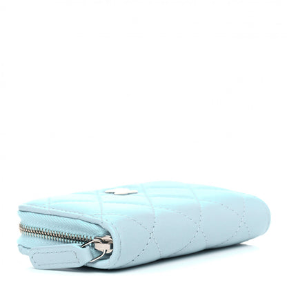 Chanel Lambskin Quilted Zip Around Coin Purse Wallet Neon Blue 3 of 5