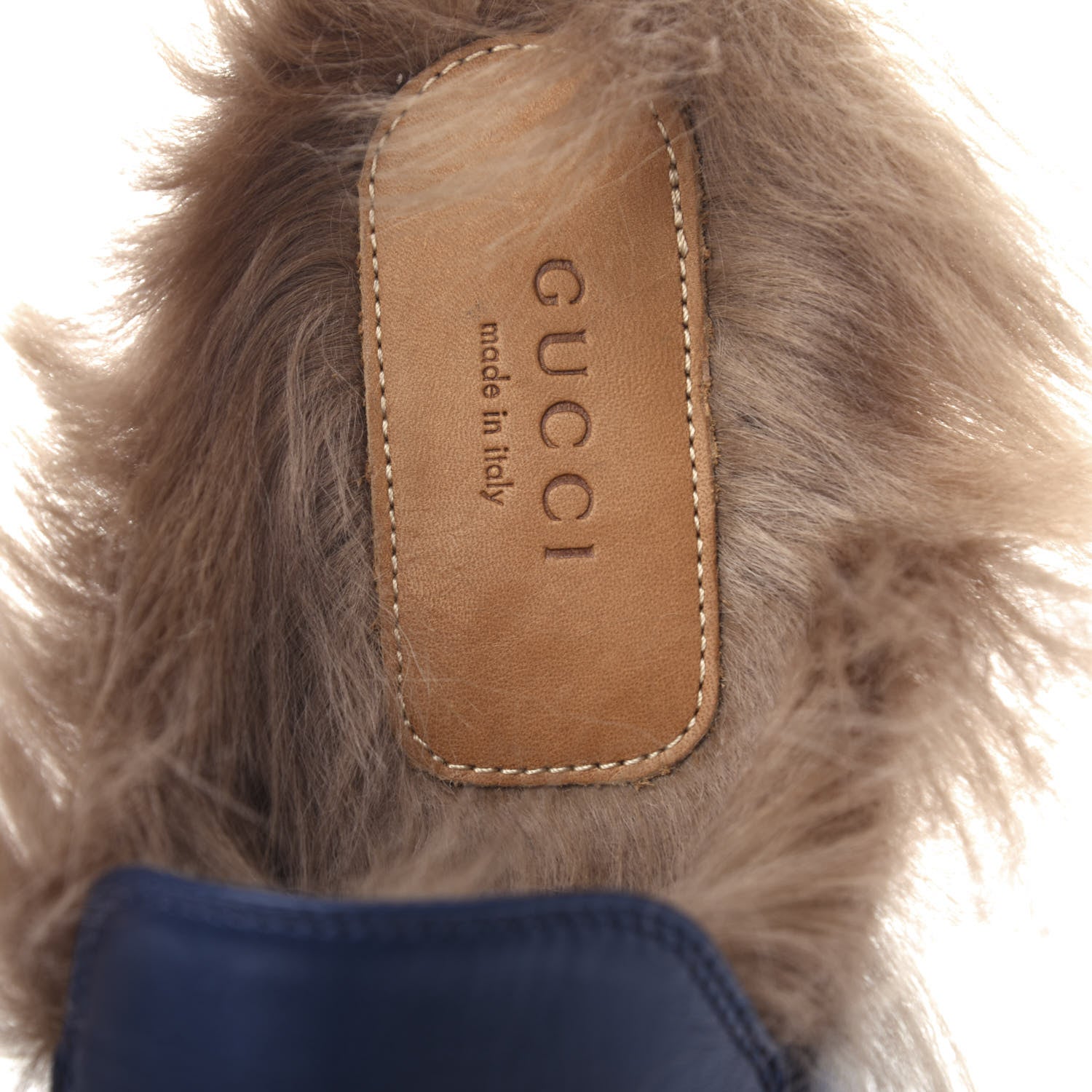 Gucci Malaga Kid Fur Womens Princetown Slippers 37 Blue Agata 8 of 10