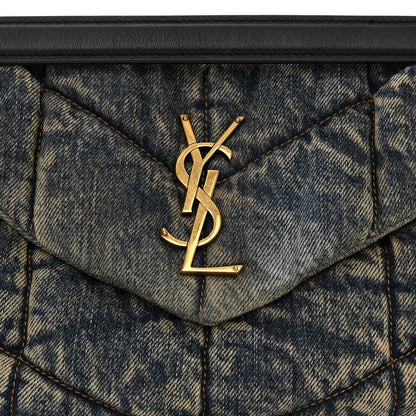 Saint Laurent Denim Quilted Small Loulou Puffer Monogram Chain Satchel Rodeo Blue 11 of 11