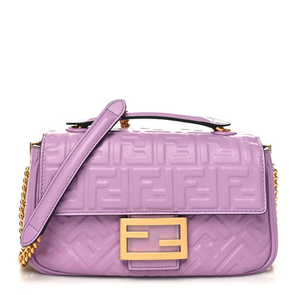 Fendi Nappa FF Embossed Small Midi Chain Baguette Violetta 1 of 10