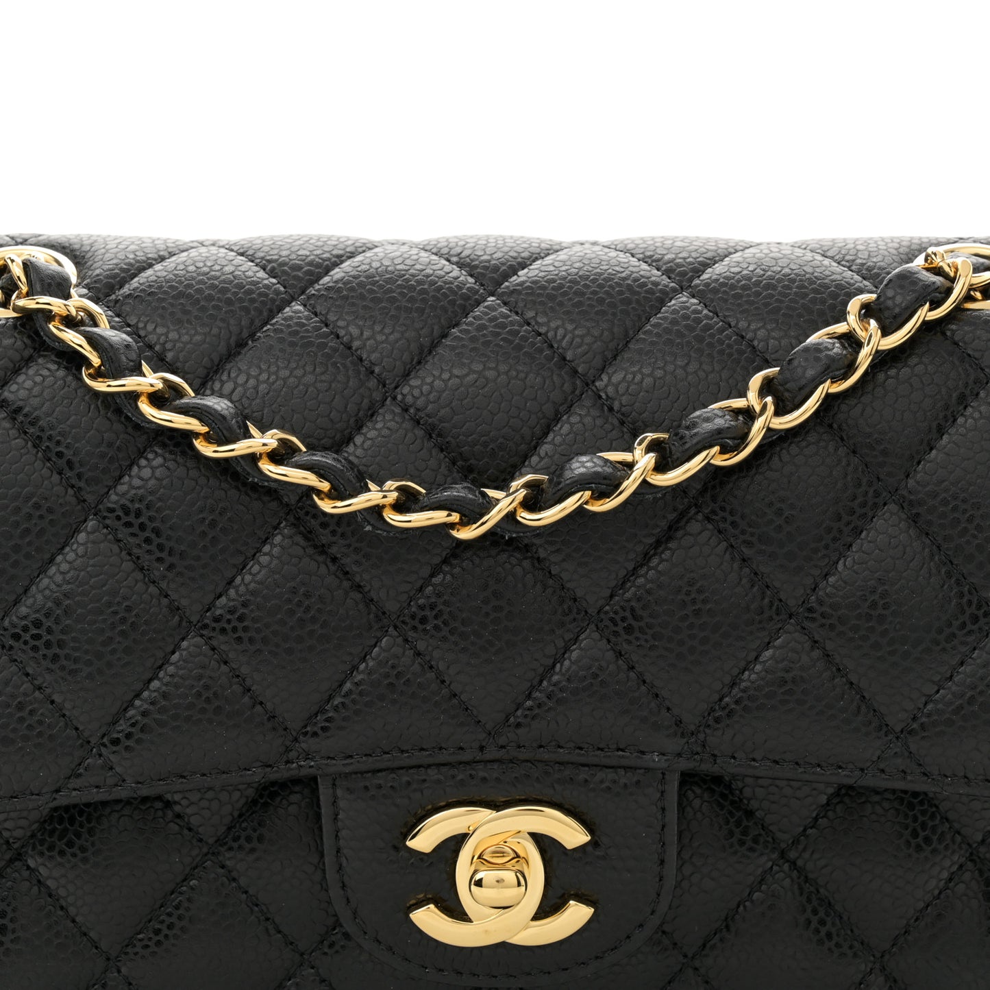 Caviar Quilted Small Double Flap Black
