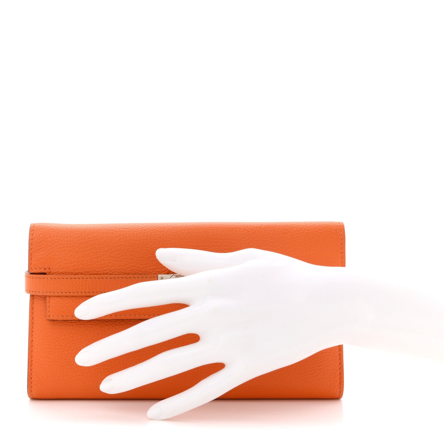 Hermes Chevre Mysore Kelly Longue Wallet Orange 2 of 7