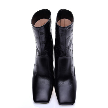 Fendi Vitello Karligraphy Embossed FFreedom Ankle Boots 39 Black 10 of 13