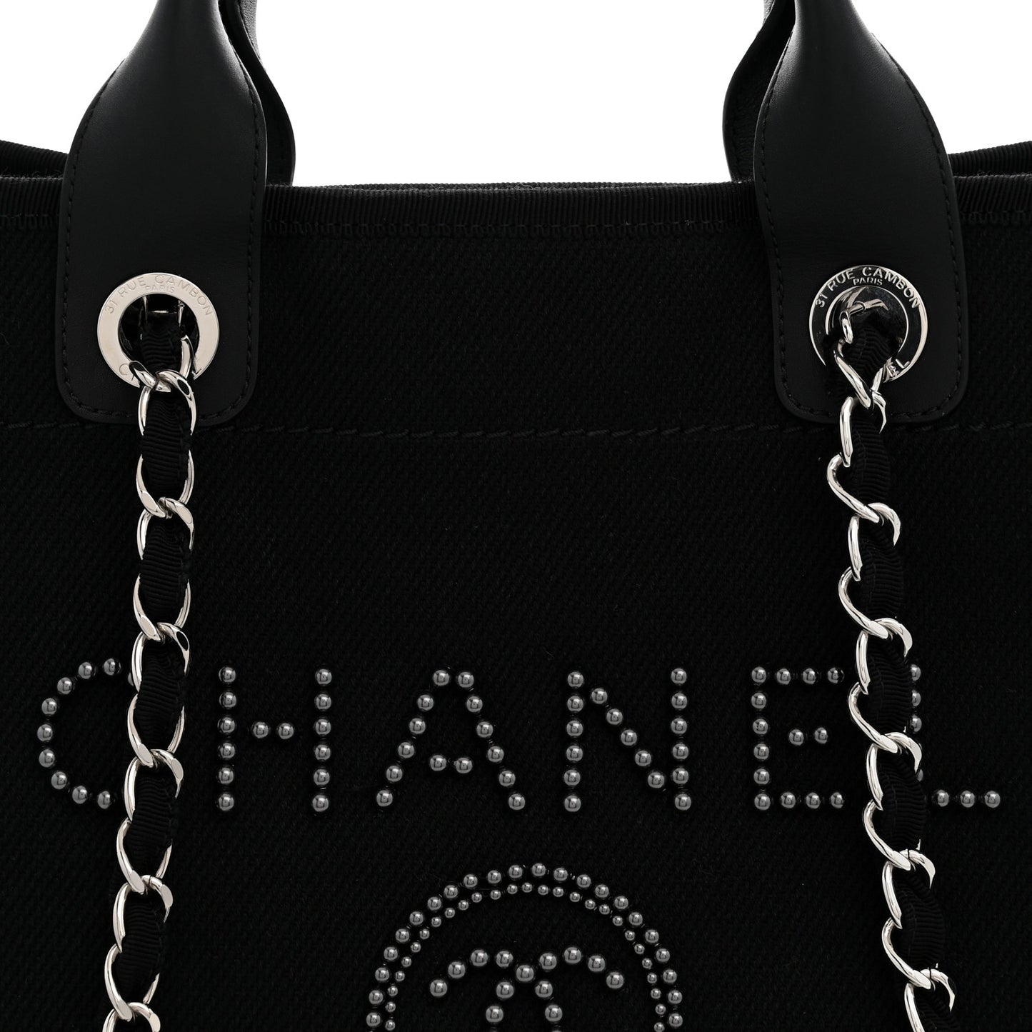 Canvas Pearl Medium Deauville Tote Black