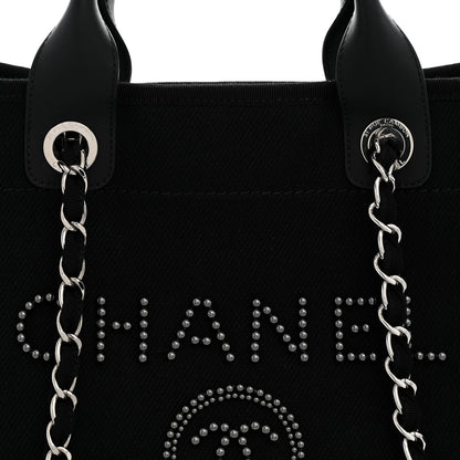 Chanel Canvas Pearl Medium Deauville Tote Black 8 of 12