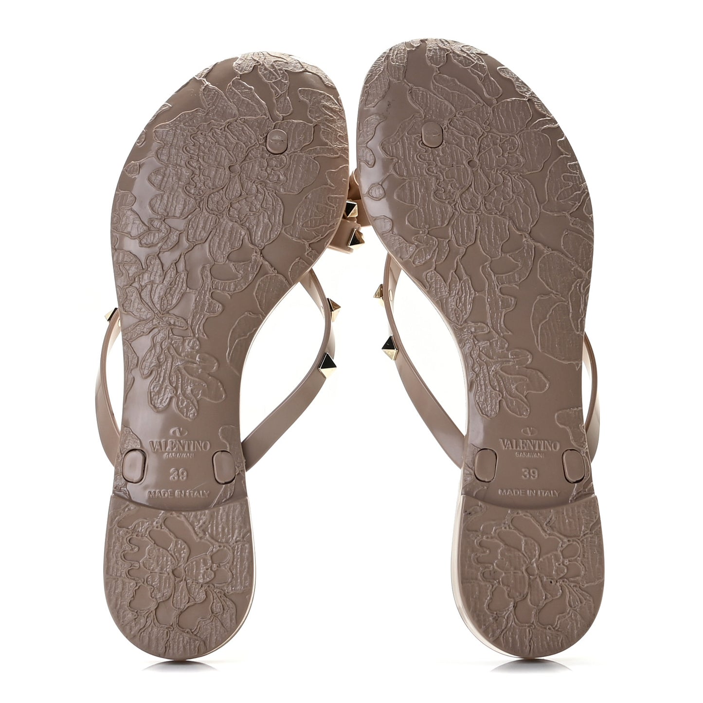 PVC Jelly Rockstud Bow Thong Sandals 39 Poudre