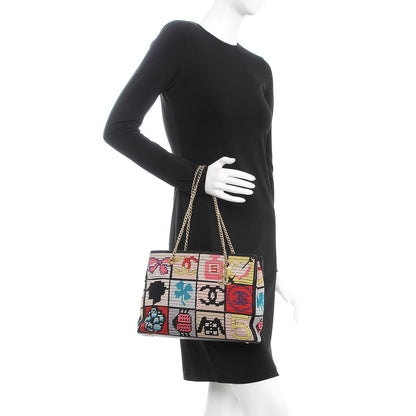 Chanel Needlepoint Precious Symbols Shoulder Bag Black 2 of 12