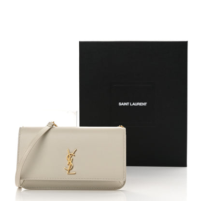 Saint Laurent Smooth Calfskin Monogram Phone Holder Crossbody Crema Soft 14 of 14