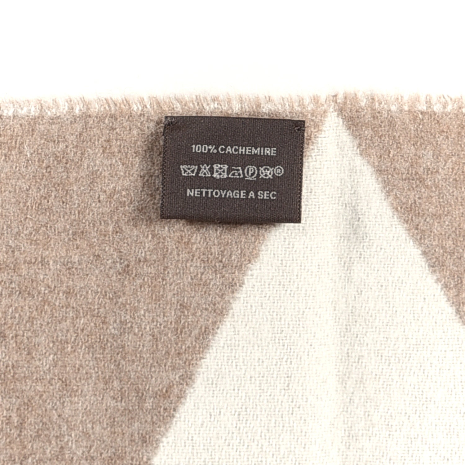 Hermes Cashmere Casaque Zig Zag Muffler Etoupe Ivory 3 of 3